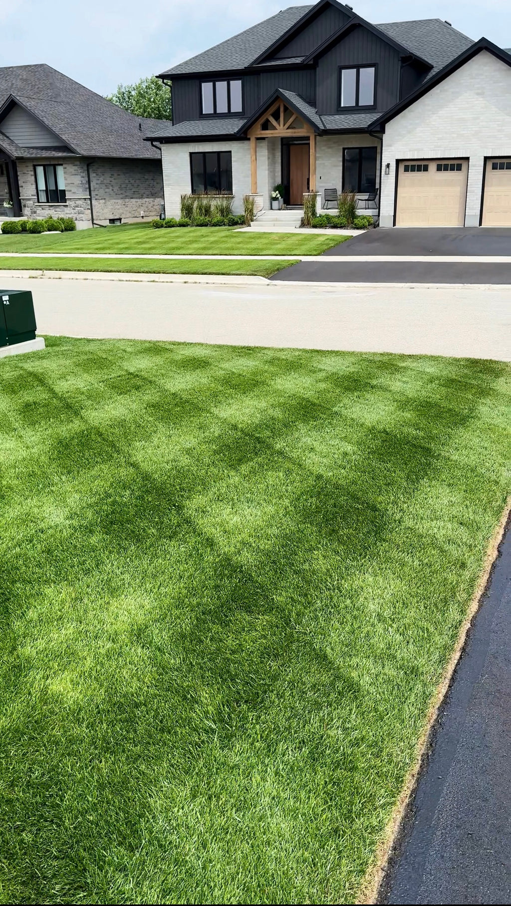 lawn stripes on Kentucky blue grass.