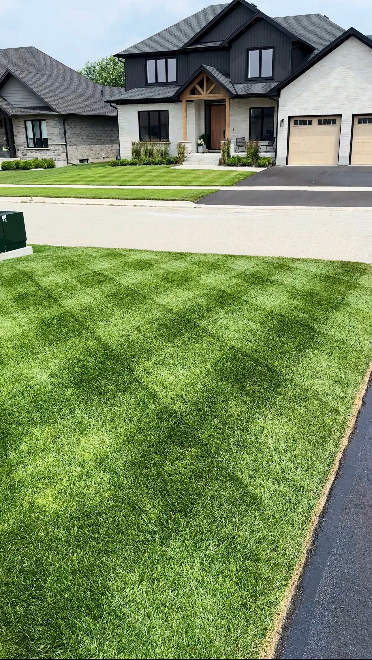 lawn stripes on Kentucky blue grass.